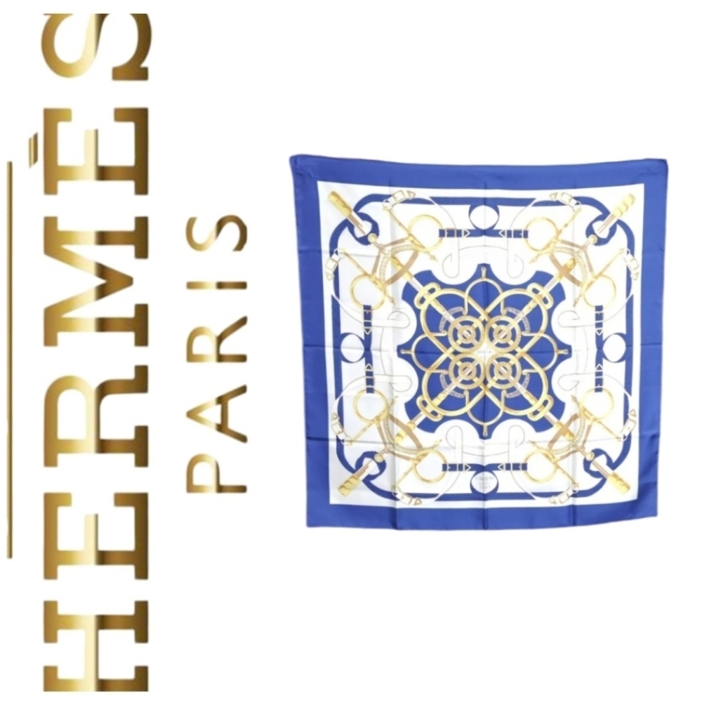 🏅Authentic HERMES Carre 90  "Eperon D'or" Silk Scarf♦️GIFT